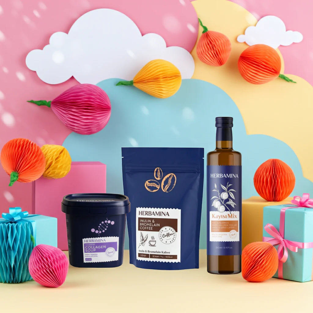 Herbamina 3-teiliges Set – Bromelain-Kaffee, Kollagen-Gemüsesuppe & Aprikosenessig