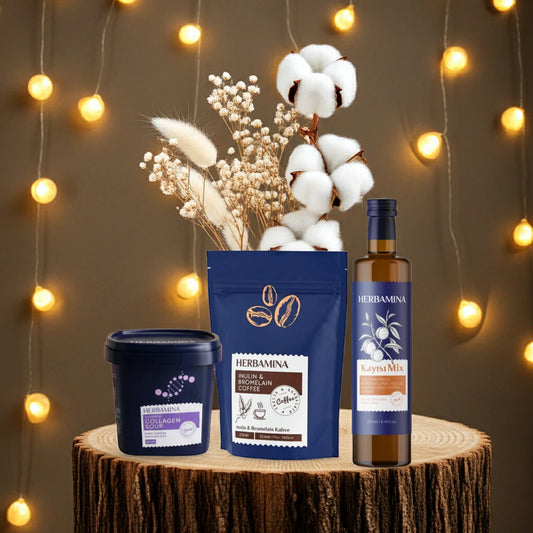 Herbamina 3-teiliges Set – Bromelain-Kaffee, Kollagen-Gemüsesuppe & Aprikosenessig