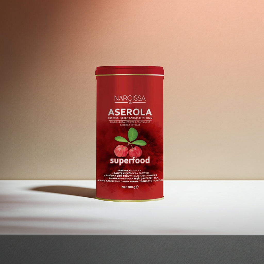 Narcissa Acerola – Kräuterpulver mit Acerola, Camu Camu & Grünem Tee